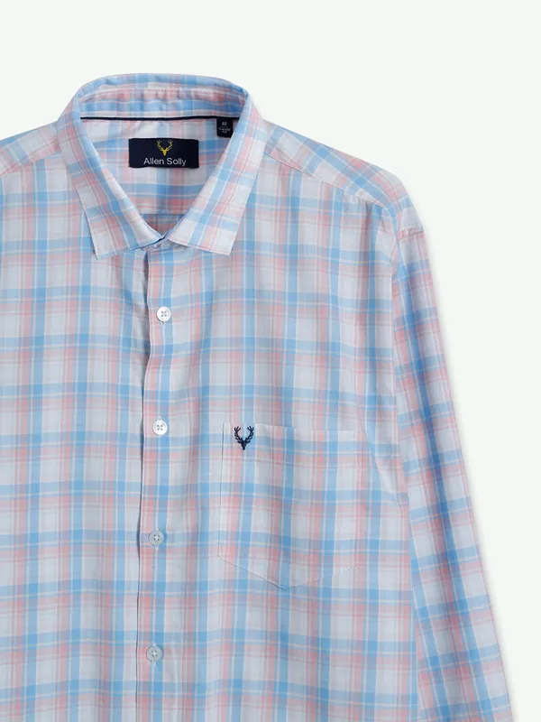 Allen Solly peach and blue cotton shirt