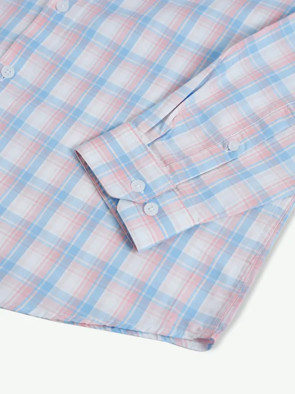 Allen Solly peach and blue cotton shirt