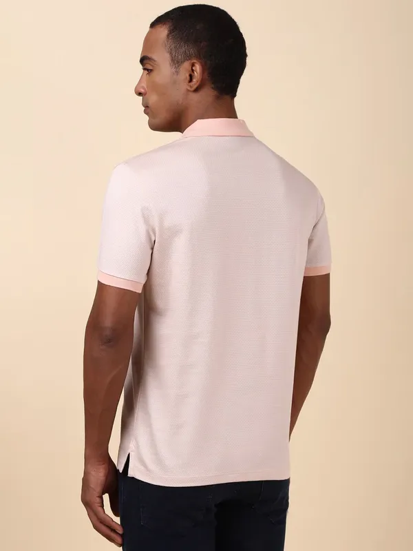 ALLEN SOLLY peach polo plain cotton t-shirt