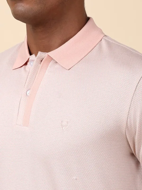 ALLEN SOLLY peach polo plain cotton t-shirt