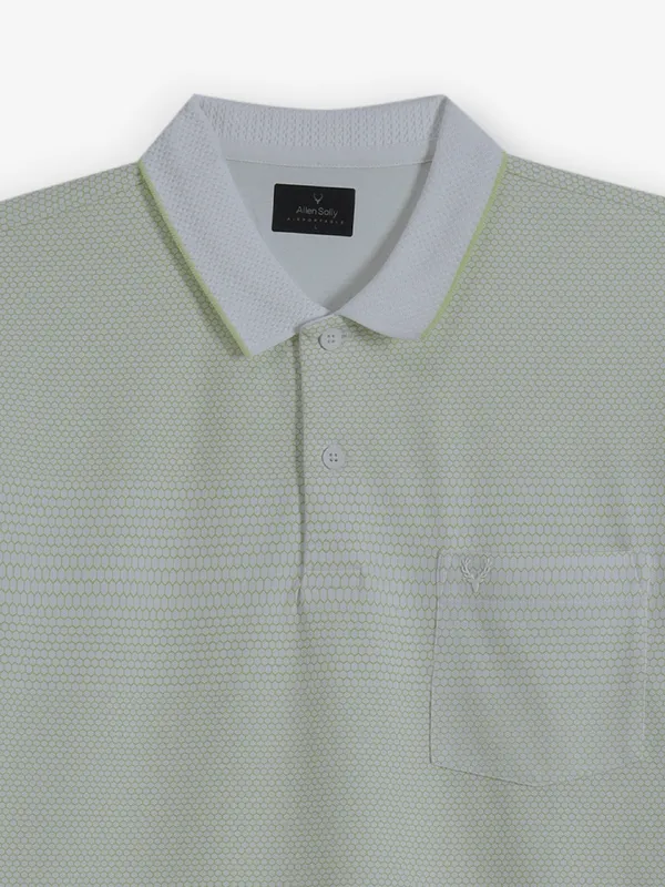 ALLEN SOLLY pista green printed cotton t-shirt