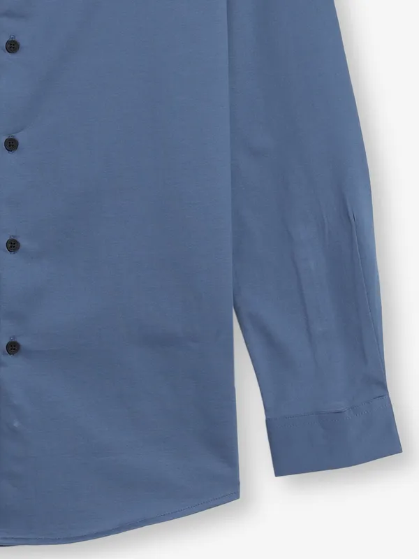 ALLEN SOLLY plain blue shirt for men