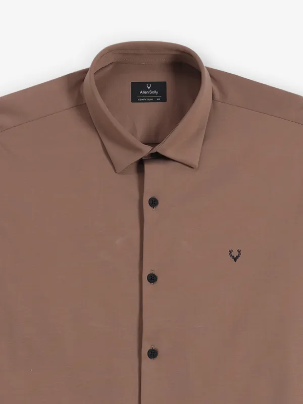 ALLEN SOLLY Plain brown casual shirt for men
