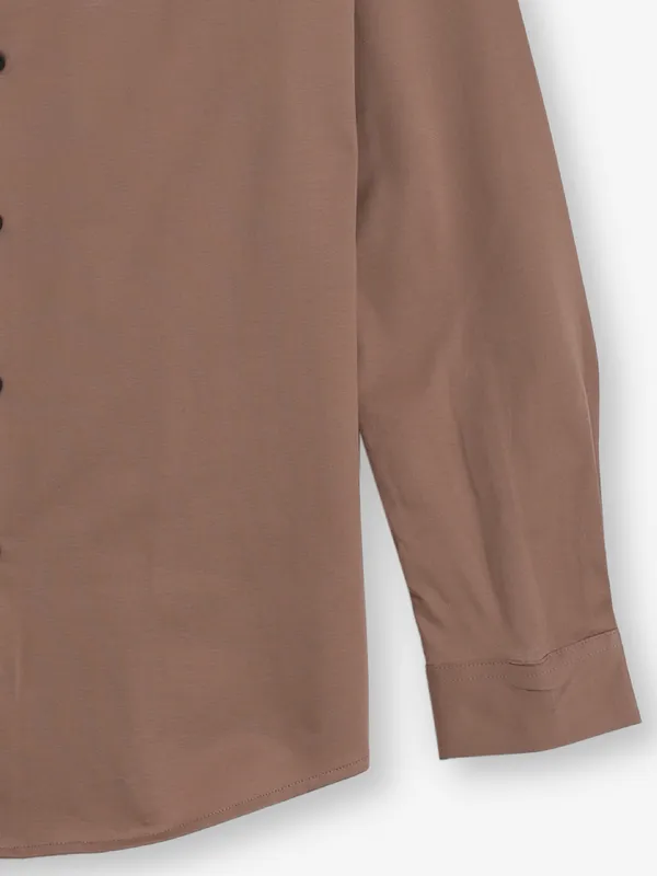 ALLEN SOLLY Plain brown casual shirt for men