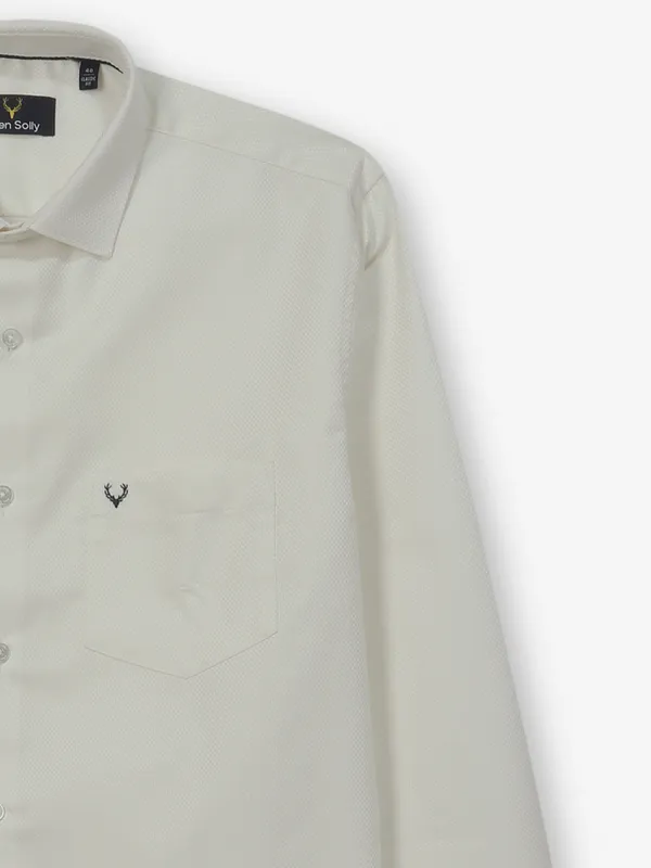 ALLEN SOLLY plain off white casual shirt in cotton