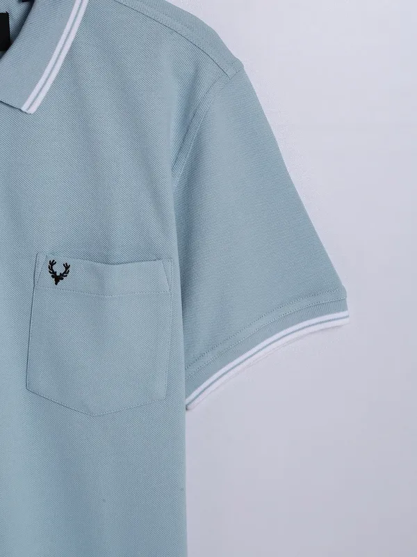 Allen Solly plain sea green cotton polo t shirt