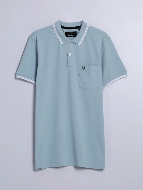 Allen Solly plain sea green cotton polo t shirt