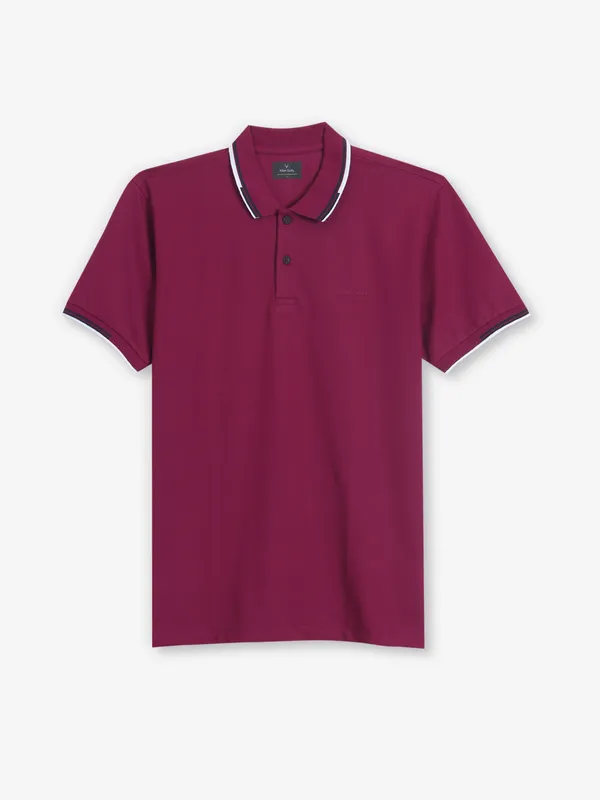 ALLEN SOLLY plain wine cotton polo t-shirt