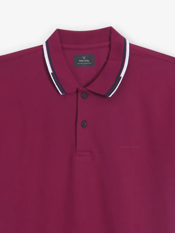 ALLEN SOLLY plain wine cotton polo t-shirt