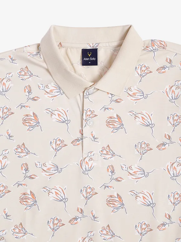 Allen Solly printed cotton cream t shirt