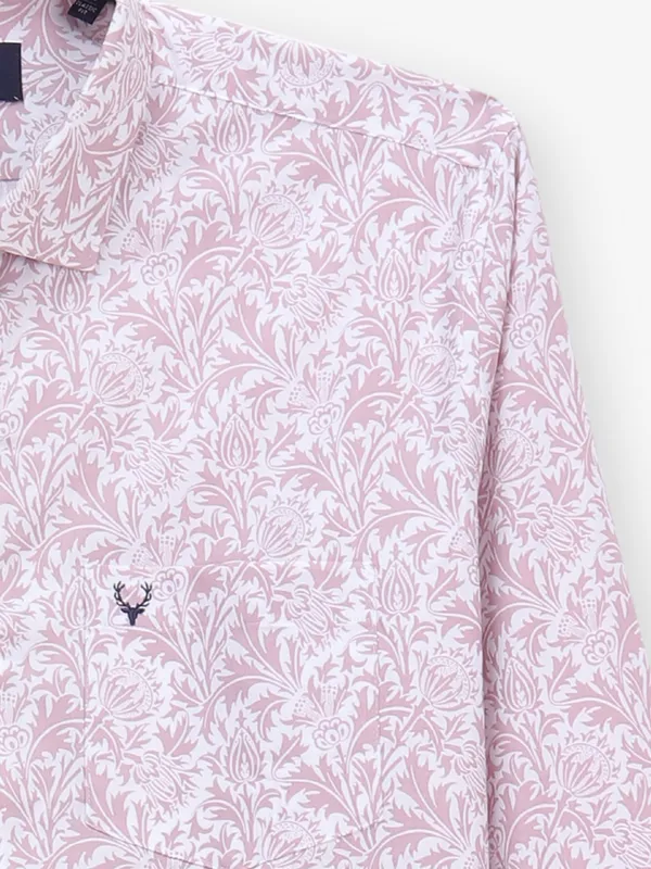 ALLEN SOLLY printed cute pink casual shirt