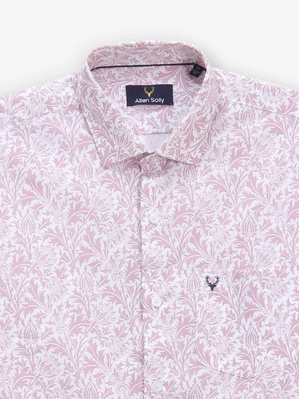 ALLEN SOLLY printed cute pink casual shirt