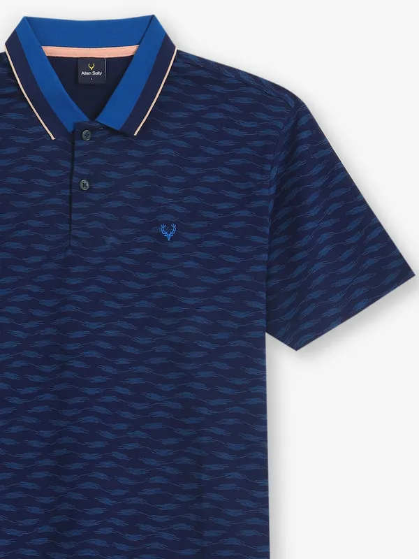 ALLEN SOLLY printed dark blue t-shirt