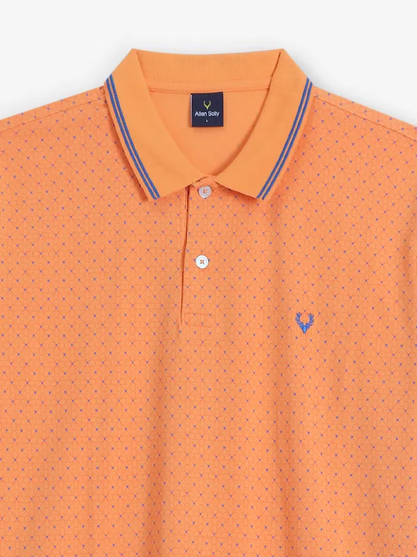 ALLEN SOLLY printed orange cotton polo t-shirt