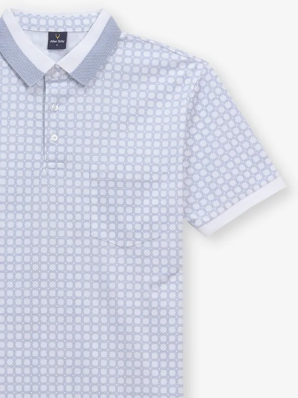 ALLEN SOLLY printed white cotton polo t-shirt
