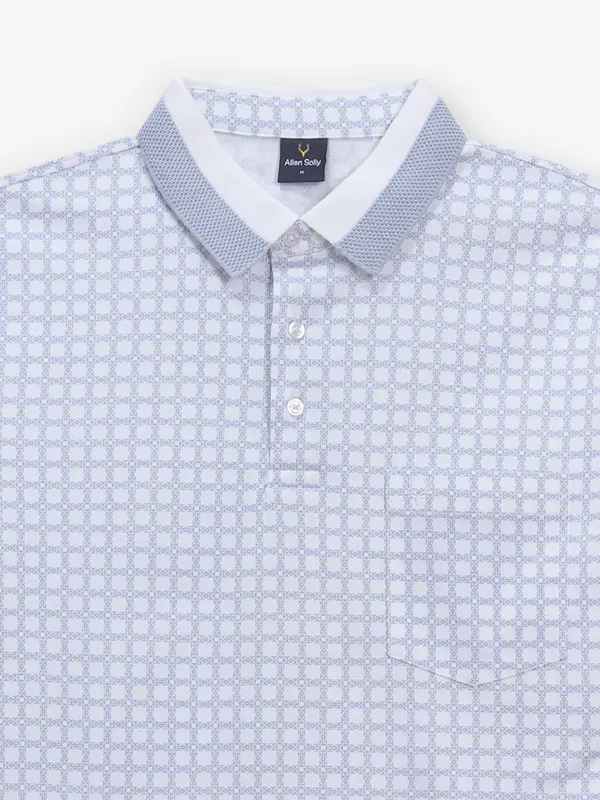 ALLEN SOLLY printed white cotton polo t-shirt