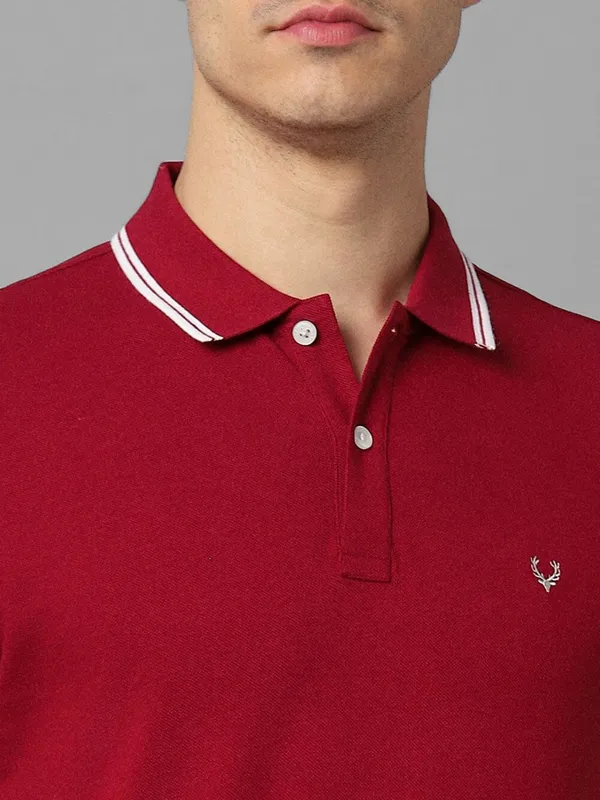 ALLEN SOLLY red plain cotton polo t-shirt
