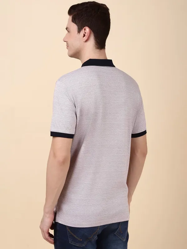 ALLEN SOLLY solid beige cotton polo t-shirt