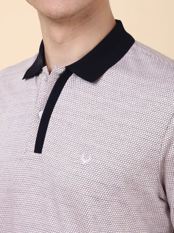 ALLEN SOLLY solid beige cotton polo t-shirt