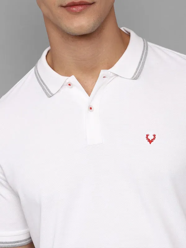 ALLEN SOLLY solid white polo cotton t-shirt