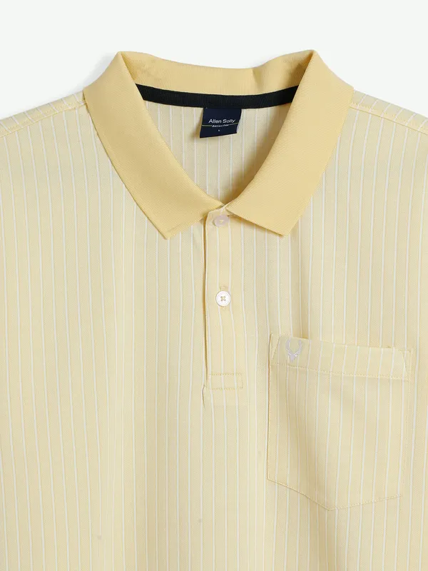 Allen Solly stripe cotton light yellow t shirt