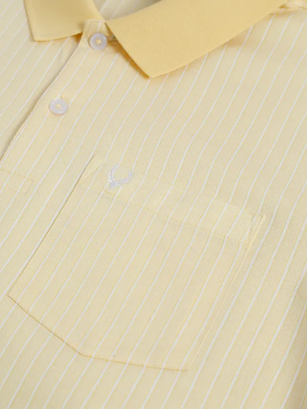 Allen Solly stripe cotton light yellow t shirt