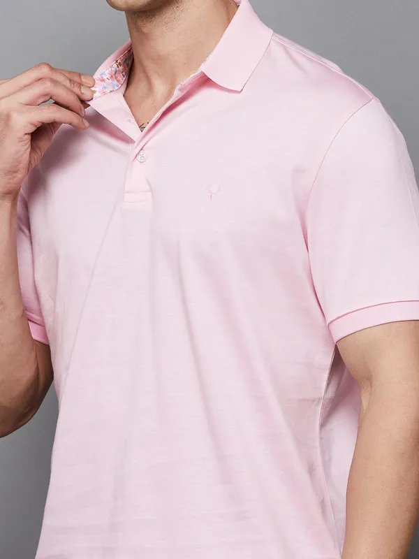 ALLEN SOLLY sweet pink cotton polo t-shirt