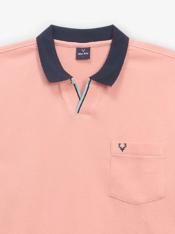 ALLEN SOLlY textured peach cotton t-shirt