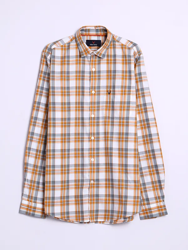 Allen Solly white and yellow checks t shirt