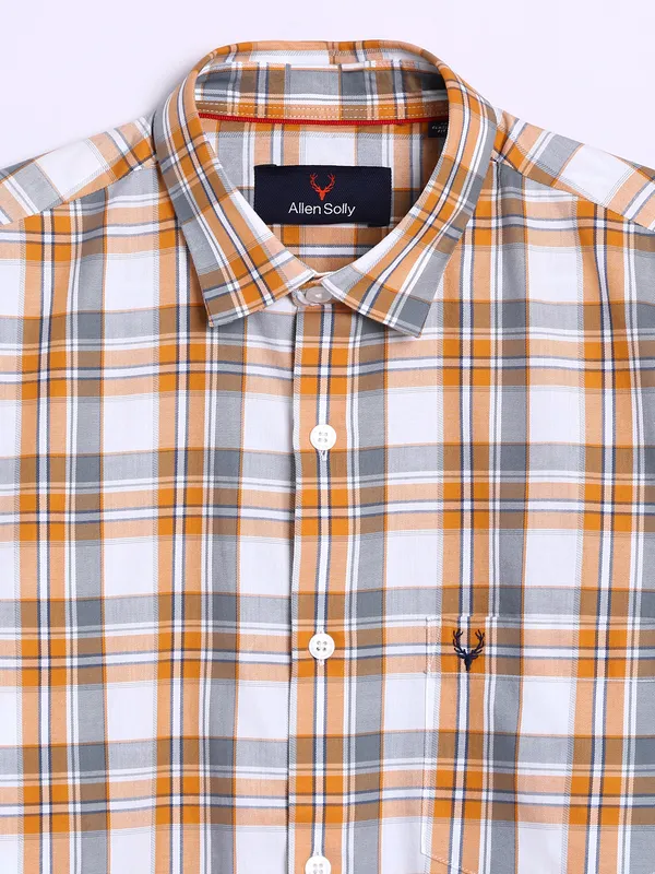 Allen Solly white and yellow checks t shirt