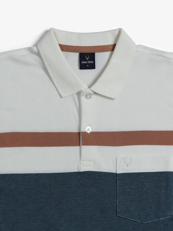 Allen Solly white color block cotton t shirt
