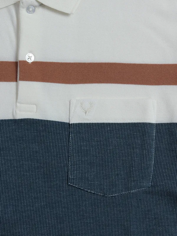 Allen Solly white color block cotton t shirt