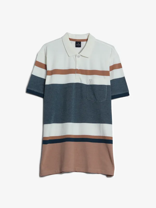 Allen Solly white color block cotton t shirt
