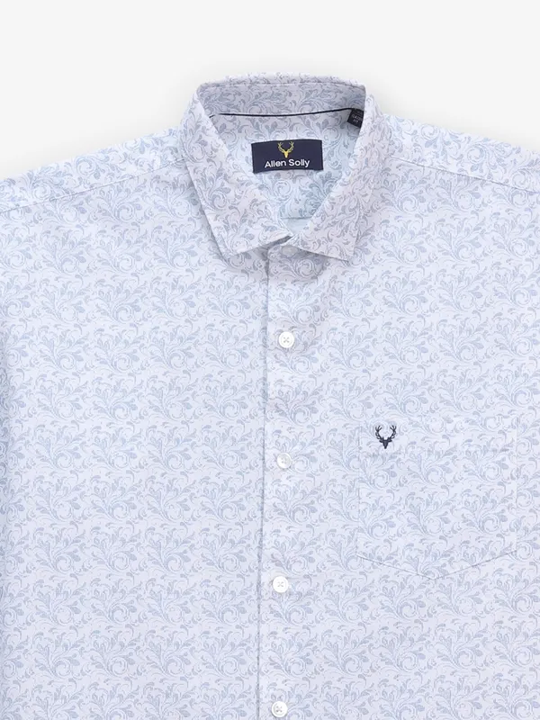 ALLEN SOLLY white printed casual cotton shirt