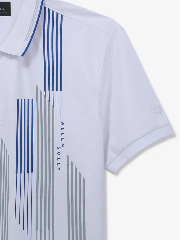 ALLEN SOLLY white printed cotton casual t-shirt