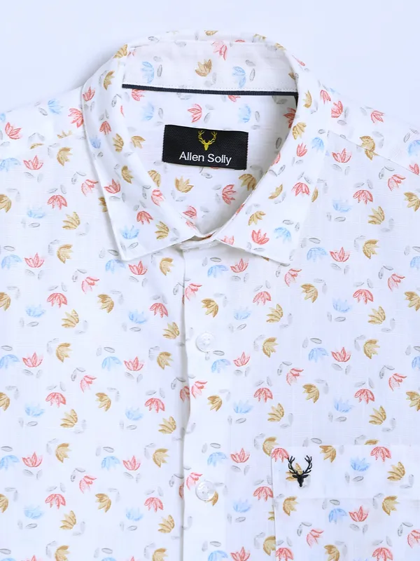 Allen Solly white printed cotton shirt