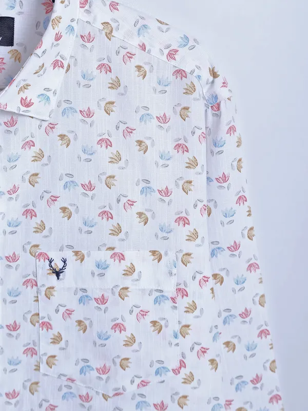 Allen Solly white printed cotton shirt