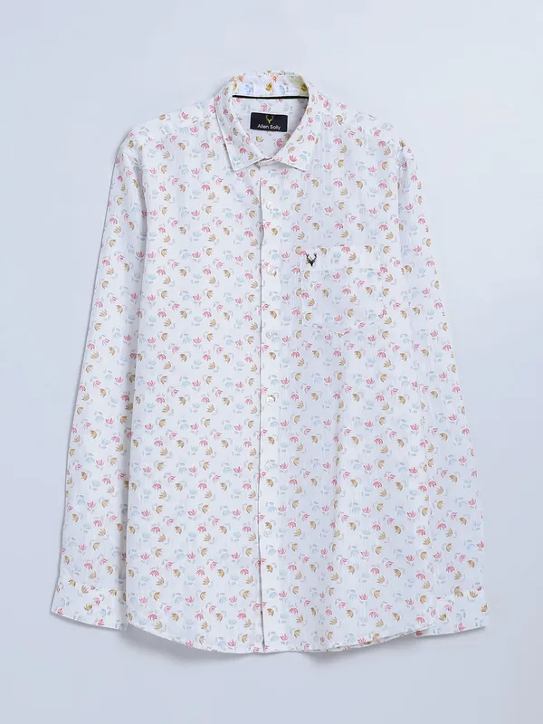 Allen Solly white printed cotton shirt
