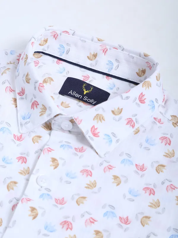 Allen Solly white printed cotton shirt
