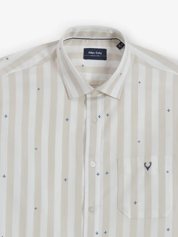 ALLEN SOLLY white stripped and printed shirt for men