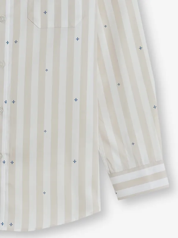 ALLEN SOLLY white stripped and printed shirt for men