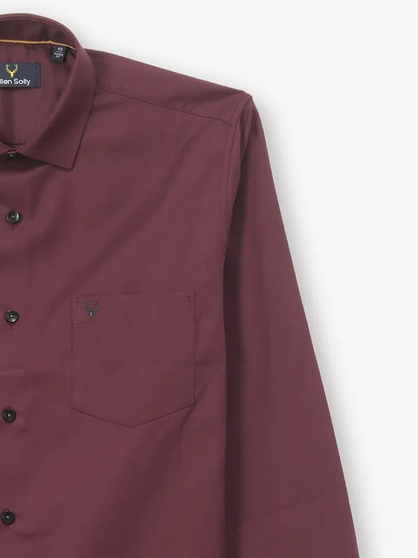 ALLEN SOLLY wine cotton plain shirt