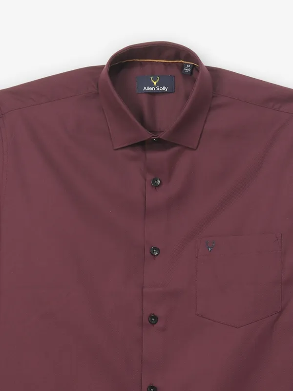 ALLEN SOLLY wine cotton plain shirt