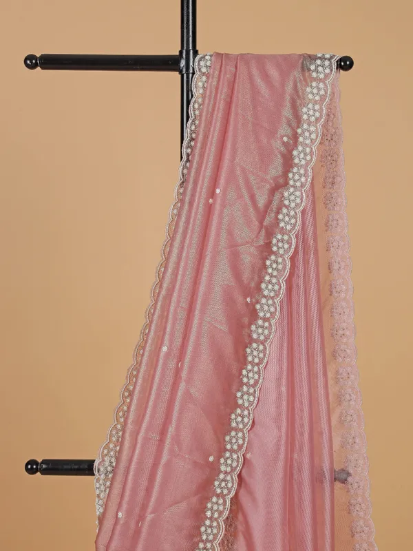 Alluring light pink organza saree