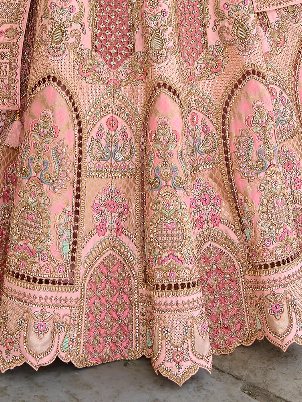 Alluring light pink silk lehenga from for wedding