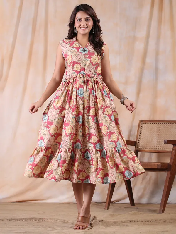Amaazing dark pink cotton printed kurti