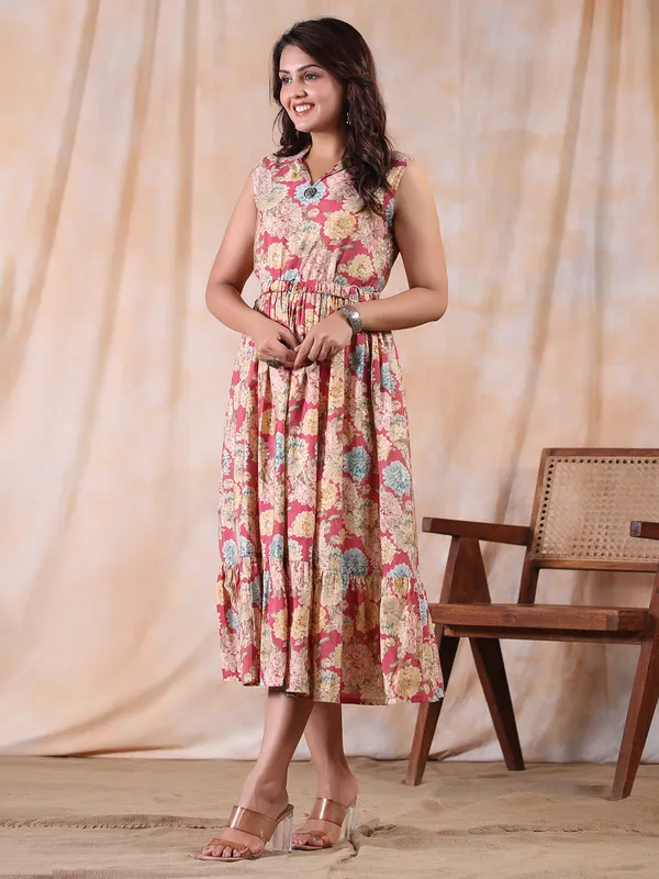 Amaazing dark pink cotton printed kurti