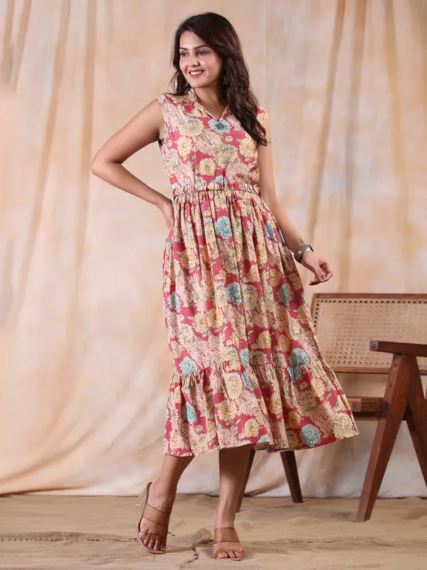 Amaazing dark pink cotton printed kurti