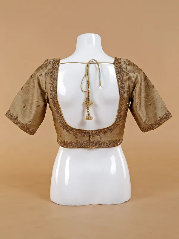 Amazing beige raw silk ready made blouse