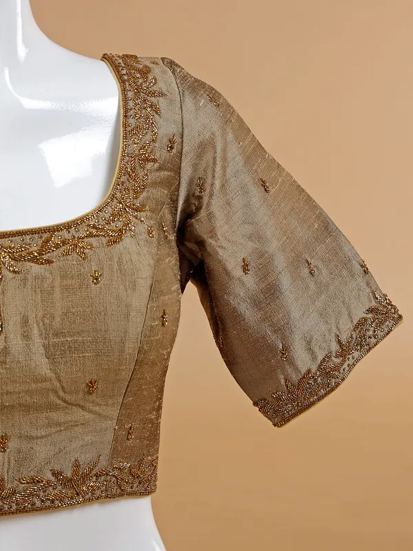 Amazing beige raw silk ready made blouse